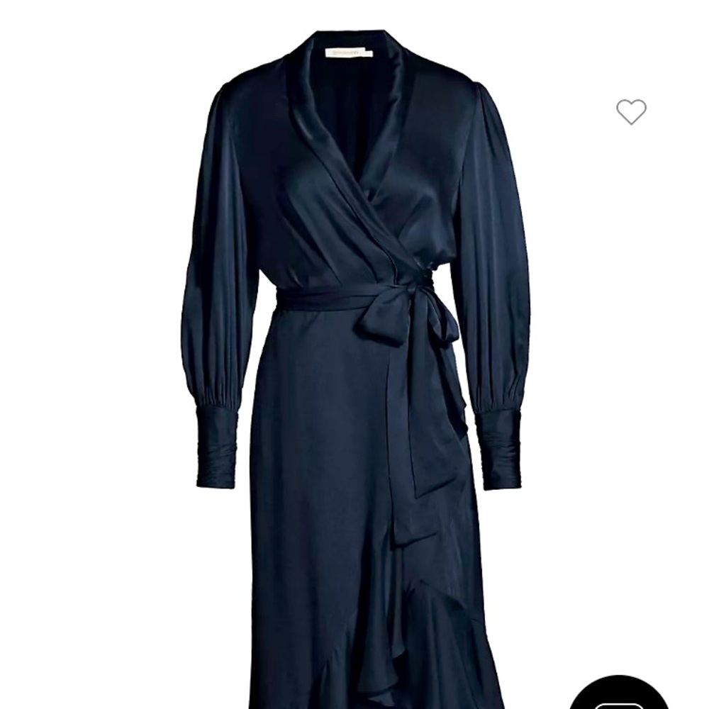 Zimmerman Silk MIDI Wrap Dress-Navy